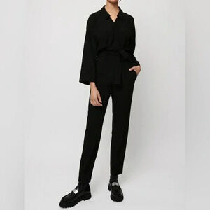 Maje Combination Pantalon Cintree In Noir